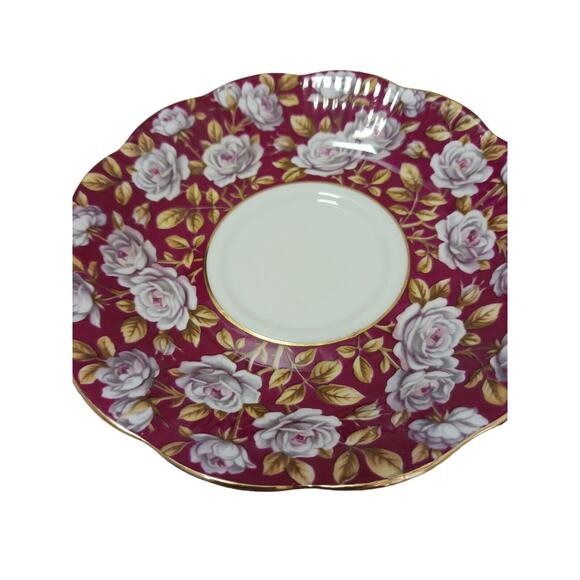 Royal Albert 1 SAUCER Merrie England Series Balmoral Dark Red ROSES Replacement - Picture 3 of 8